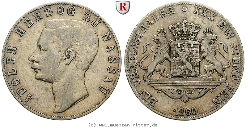 Klicken Sie auf das Bild um es auf Ihrem Rechner zu speichern nassau-adolph-vereinstaler/100282.jpg