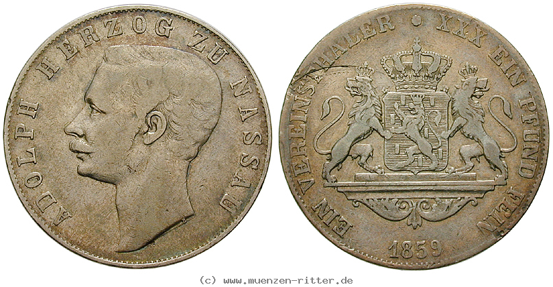 Klicken Sie auf das Bild um es auf Ihrem Rechner zu speichern nassau-adolph-vereinstaler/35599.jpg
