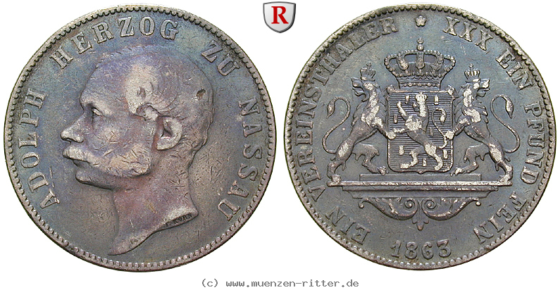 Klicken Sie auf das Bild um es auf Ihrem Rechner zu speichern nassau-adolph-vereinstaler/82361.jpg