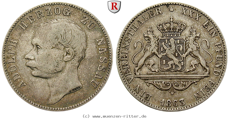 Klicken Sie auf das Bild um es auf Ihrem Rechner zu speichern nassau-adolph-vereinstaler/93103.jpg