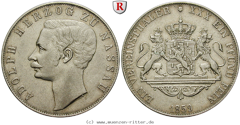 Klicken Sie auf das Bild um es auf Ihrem Rechner zu speichern nassau-adolph-vereinstaler/94151.jpg