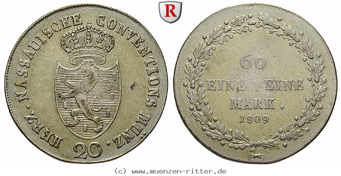 Klicken Sie auf das Bild um es auf Ihrem Rechner zu speichern nassau-friedrich-august-zu-usingen-und-friedrich-wilhelm-zu-weilburg-20-kreuzer/34213.jpg