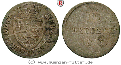 Klicken Sie auf das Bild um es auf Ihrem Rechner zu speichern nassau-friedrich-august-zu-usingen-und-friedrich-wilhelm-zu-weilburg-3-kreuzer/34770.jpg