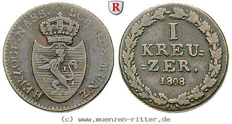 Klicken Sie auf das Bild um es auf Ihrem Rechner zu speichern nassau-friedrich-august-zu-usingen-und-friedrich-wilhelm-zu-weilburg-dickkreuzer/60895.jpg