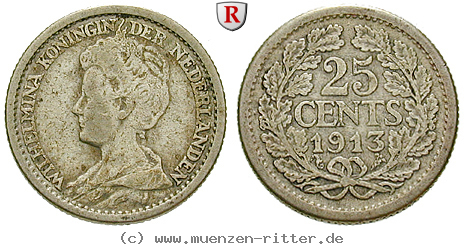 Klicken Sie auf das Bild um es auf Ihrem Rechner zu speichern niederlande-wilhelmina-i-25-cents/31840.jpg