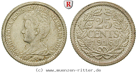 Klicken Sie auf das Bild um es auf Ihrem Rechner zu speichern niederlande-wilhelmina-i-25-cents/31843.jpg