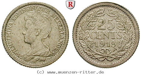 Klicken Sie auf das Bild um es auf Ihrem Rechner zu speichern niederlande-wilhelmina-i-25-cents/31844.jpg