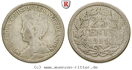 Klicken Sie auf das Bild um es auf Ihrem Rechner zu speichern niederlande-wilhelmina-i-25-cents/52872.jpg