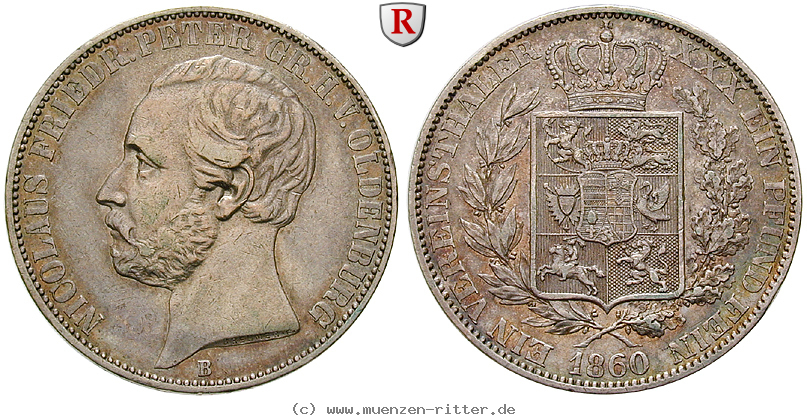 Klicken Sie auf das Bild um es auf Ihrem Rechner zu speichern oldenburg-nicolaus-friedrich-peter-vereinstaler/29243.jpg