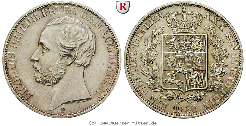 Klicken Sie auf das Bild um es auf Ihrem Rechner zu speichern oldenburg-nicolaus-friedrich-peter-vereinstaler/29244.jpg
