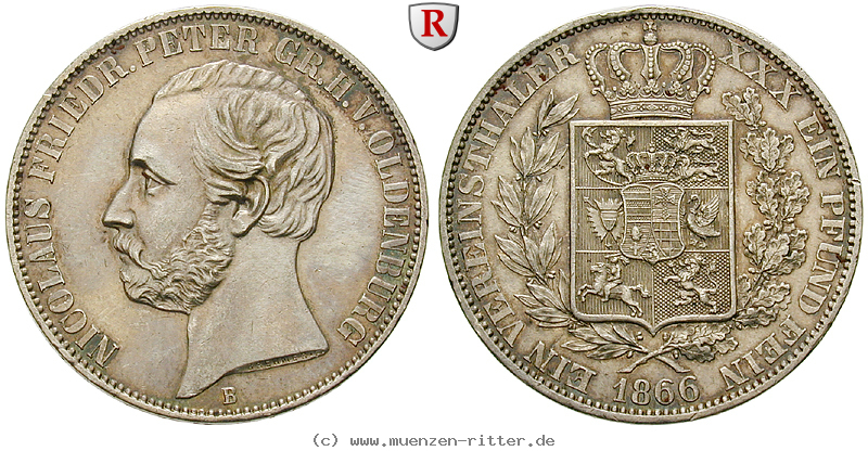 Klicken Sie auf das Bild um es auf Ihrem Rechner zu speichern oldenburg-nicolaus-friedrich-peter-vereinstaler/54433.jpg