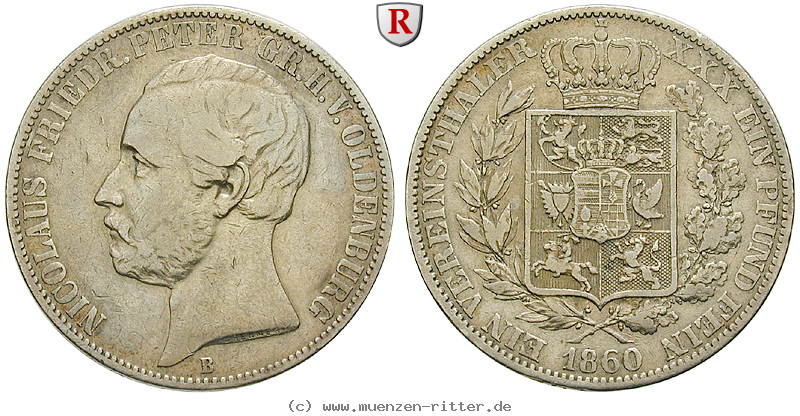 Klicken Sie auf das Bild um es auf Ihrem Rechner zu speichern oldenburg-nicolaus-friedrich-peter-vereinstaler/88246.jpg