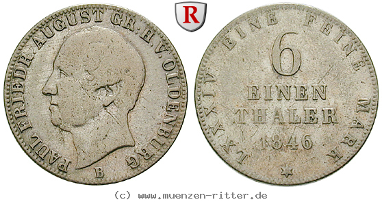 Klicken Sie auf das Bild um es auf Ihrem Rechner zu speichern oldenburg-paul-friedrich-august-1-6-taler/86112.jpg