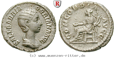 Klicken Sie auf das Bild um es auf Ihrem Rechner zu speichern orbiana-frau-des-severus-alexander-denar/43671.jpg