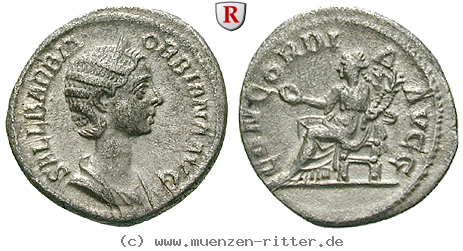 Klicken Sie auf das Bild um es auf Ihrem Rechner zu speichern orbiana-frau-des-severus-alexander-denar/67958.jpg