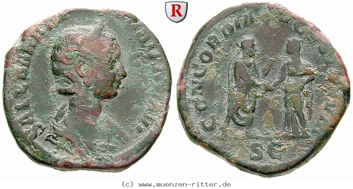 Klicken Sie auf das Bild um es auf Ihrem Rechner zu speichern orbiana-frau-des-severus-alexander-sesterz/55256.jpg
