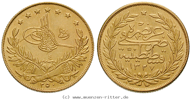 Klicken Sie auf das Bild um es auf Ihrem Rechner zu speichern osmanisches-reich-mohammed-v-100-piaster/15705.jpg