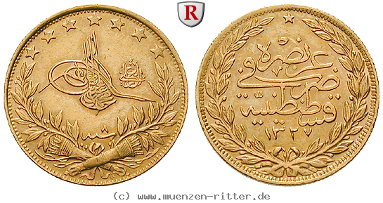 Klicken Sie auf das Bild um es auf Ihrem Rechner zu speichern osmanisches-reich-mohammed-v-100-piaster/68389.jpg
