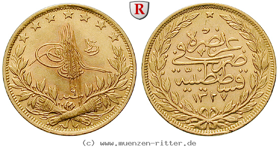 Klicken Sie auf das Bild um es auf Ihrem Rechner zu speichern osmanisches-reich-mohammed-v-100-piaster/68929.jpg