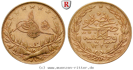 Klicken Sie auf das Bild um es auf Ihrem Rechner zu speichern osmanisches-reich-mohammed-v-100-piaster/ag10583.jpg