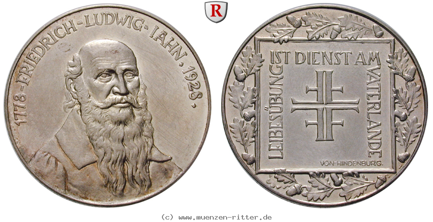 Klicken Sie auf das Bild um es auf Ihrem Rechner zu speichern personenmedaillen-jahn-friedrich-ludwig--begruender-der-turnbewegung-silbermedaille/emed310.jpg