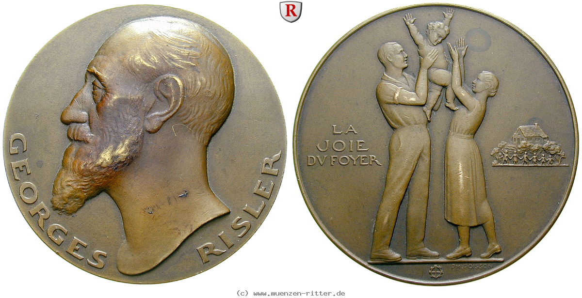 Klicken Sie auf das Bild um es auf Ihrem Rechner zu speichern personenmedaillen-risler-georges--franzoesischer-industrieller-und-sozialreformer-bronzemedaille/53058.jpg