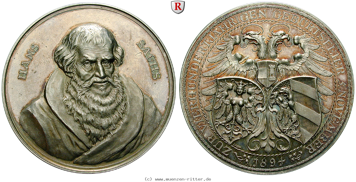 Klicken Sie auf das Bild um es auf Ihrem Rechner zu speichern personenmedaillen-sachs-hans--nuernberger-dichter-und-meistersinger-silbermedaille/53053.jpg