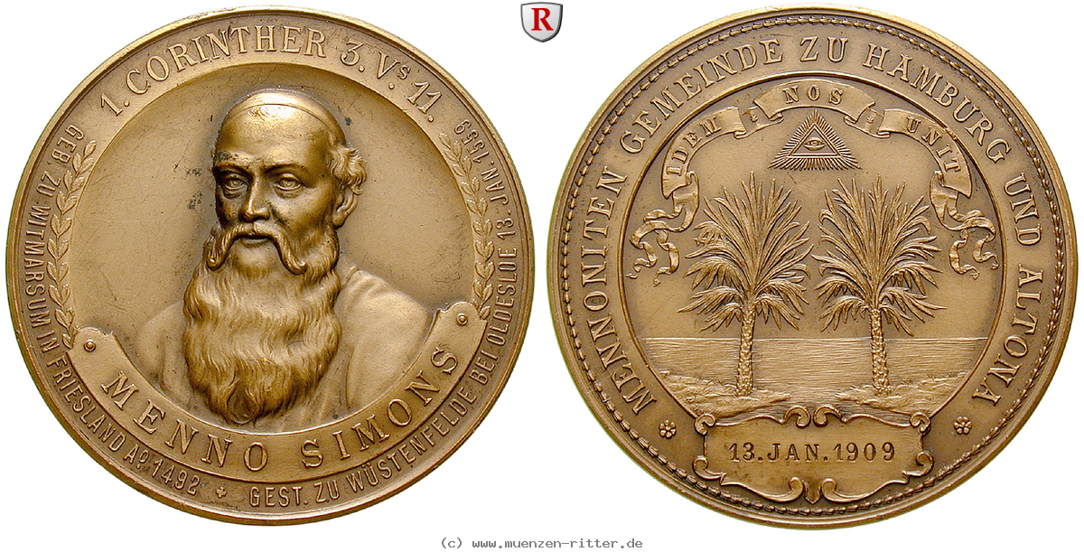 Klicken Sie auf das Bild um es auf Ihrem Rechner zu speichern personenmedaillen-simons-menno--niederlandischer-theologe-bronzemedaille/50790.jpg