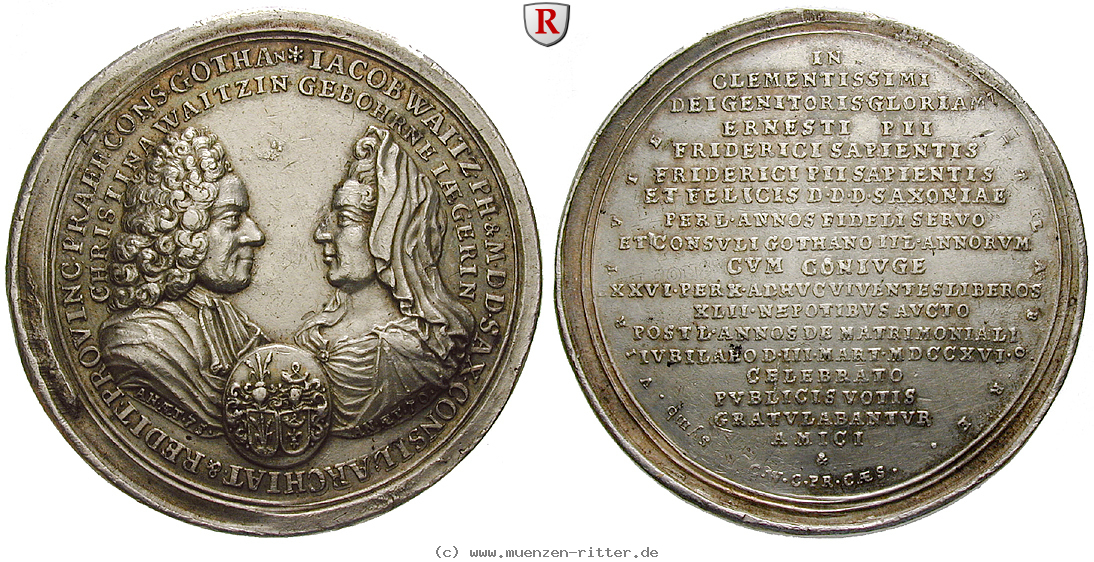 Klicken Sie auf das Bild um es auf Ihrem Rechner zu speichern personenmedaillen-waitz-jakob--leibarzt-in-gotha-buergermeister-alchemist-silbermedaille/51375.jpg