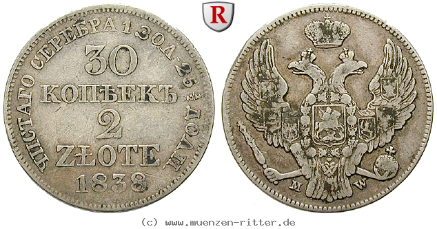 Klicken Sie auf das Bild um es auf Ihrem Rechner zu speichern polen-nikolaus-i-von-russland-2-zlote--30-kopeken/39687.jpg