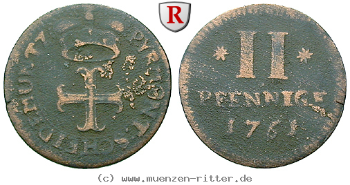 Klicken Sie auf das Bild um es auf Ihrem Rechner zu speichern pyrmont-grafschaft-karl-august-friedrich-von-waldeck-2-pfennige/23334.jpg
