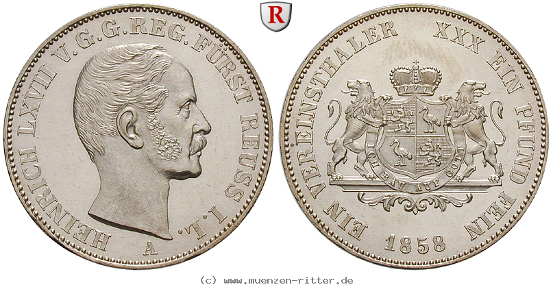 Klicken Sie auf das Bild um es auf Ihrem Rechner zu speichern reuss-heinrich-lxvii-vereinstaler/21450.jpg