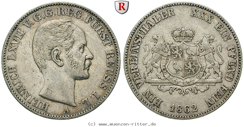 Klicken Sie auf das Bild um es auf Ihrem Rechner zu speichern reuss-heinrich-lxvii-vereinstaler/66163.jpg