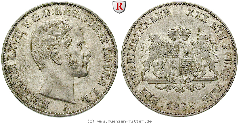 Klicken Sie auf das Bild um es auf Ihrem Rechner zu speichern reuss-heinrich-lxvii-vereinstaler/67176.jpg