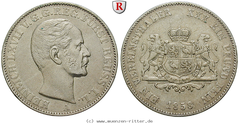 Klicken Sie auf das Bild um es auf Ihrem Rechner zu speichern reuss-heinrich-lxvii-vereinstaler/82362.jpg