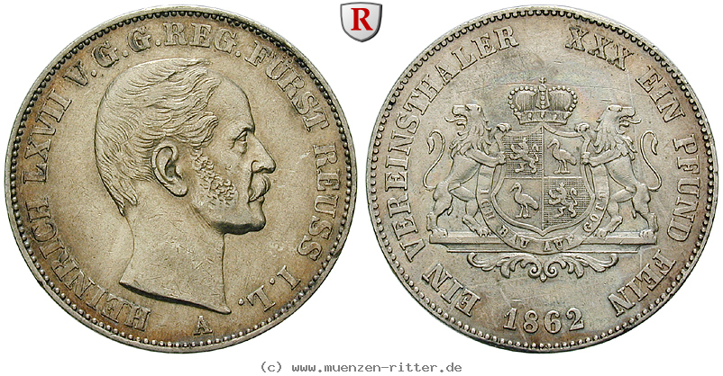 Klicken Sie auf das Bild um es auf Ihrem Rechner zu speichern reuss-heinrich-lxvii-vereinstaler/88271.jpg