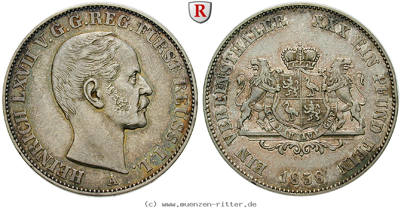 Klicken Sie auf das Bild um es auf Ihrem Rechner zu speichern reuss-heinrich-lxvii-vereinstaler/90702.jpg