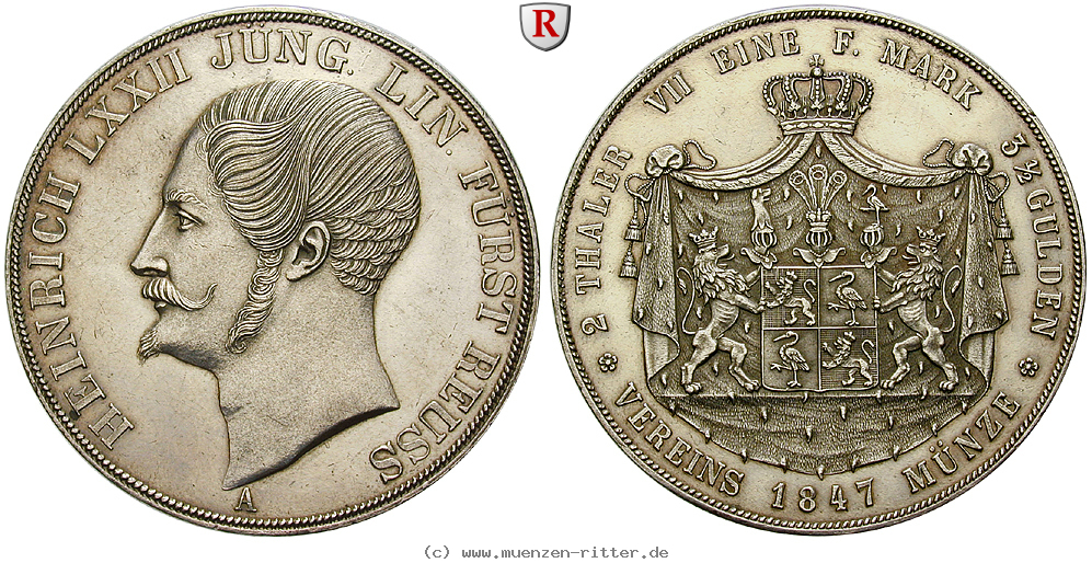 Klicken Sie auf das Bild um es auf Ihrem Rechner zu speichern reuss-heinrich-lxxii-vereinsdoppeltaler/94152.jpg