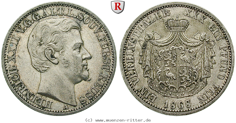 Klicken Sie auf das Bild um es auf Ihrem Rechner zu speichern reuss-heinrich-xxii-vereinstaler/21740.jpg