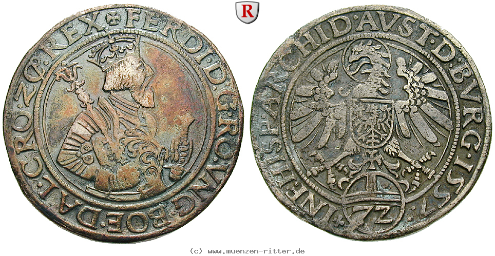 Klicken Sie auf das Bild um es auf Ihrem Rechner zu speichern roemisch-deutsches-reich-ferdinand-i-reichsguldiner-72-kreuzer/70096.jpg