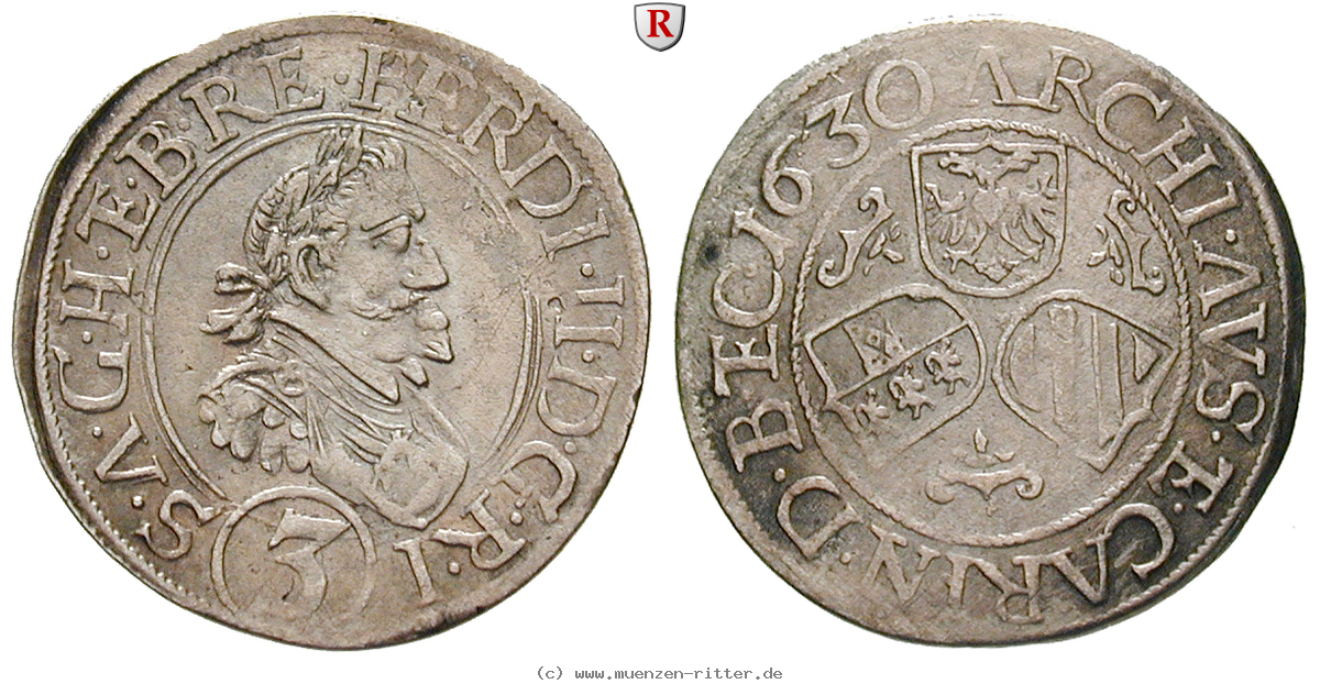 Klicken Sie auf das Bild um es auf Ihrem Rechner zu speichern roemisch-deutsches-reich-ferdinand-ii-3-kreuzer/82590.jpg