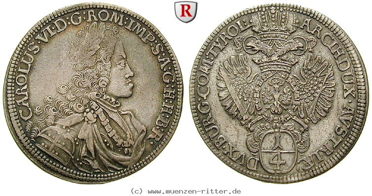 Klicken Sie auf das Bild um es auf Ihrem Rechner zu speichern roemisch-deutsches-reich-karl-vi-1-4-taler/46905.jpg