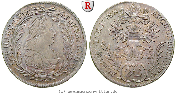 Klicken Sie auf das Bild um es auf Ihrem Rechner zu speichern roemisch-deutsches-reich-maria-theresia-20-kreuzer/77594.jpg