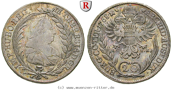 Klicken Sie auf das Bild um es auf Ihrem Rechner zu speichern roemisch-deutsches-reich-maria-theresia-20-kreuzer/84082.jpg