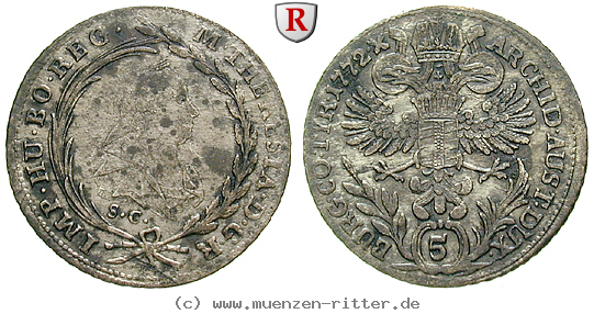 Klicken Sie auf das Bild um es auf Ihrem Rechner zu speichern roemisch-deutsches-reich-maria-theresia-5-kreuzer/61042.jpg