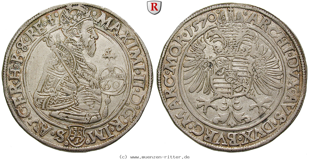 Klicken Sie auf das Bild um es auf Ihrem Rechner zu speichern roemisch-deutsches-reich-maximilian-ii-guldentaler/82556.jpg