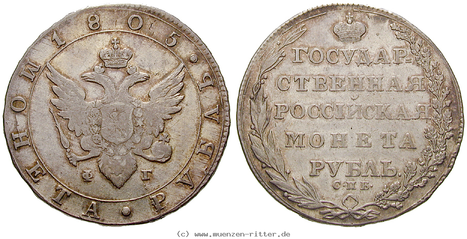Klicken Sie auf das Bild um es auf Ihrem Rechner zu speichern russland-alexander-i-rubel/22687.jpg