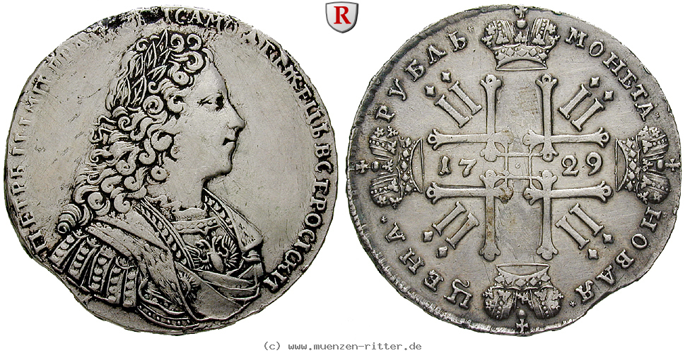 Klicken Sie auf das Bild um es auf Ihrem Rechner zu speichern russland-peter-ii-rubel/82783.jpg