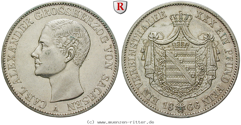 Klicken Sie auf das Bild um es auf Ihrem Rechner zu speichern sachsen-carl-alexander-vereinstaler/82396.jpg