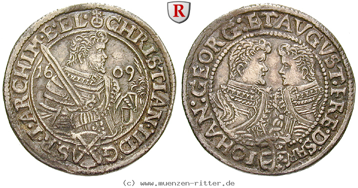 Klicken Sie auf das Bild um es auf Ihrem Rechner zu speichern sachsen-christian-ii--johann-georg-i--august-1-4-taler/25502.jpg